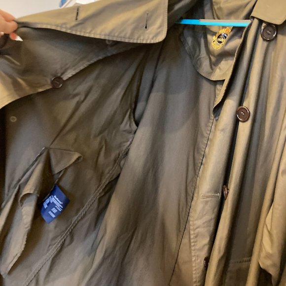 Vintage Burberry Green Silk Trench Coat Sz 6 / M/L - Picture 12 of 16